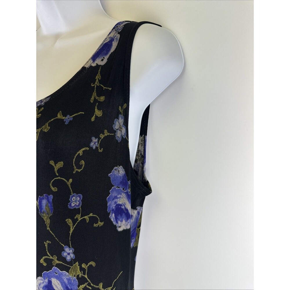 Coldwater Creek Maxi Dress Acetate Stretch Purple Floral Travel Ruffle Slinky - Picture 3 of 13